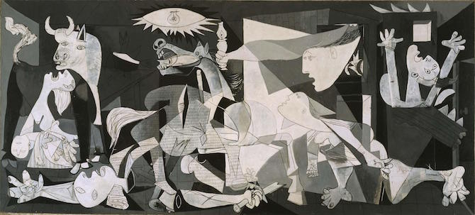  رسم بابلو بيكاسو لوحة غيرنيكا متأثراً بما وصله عن قصف الطيران الألماني لبلدة غيرنيكا في الباسك، شمال اسبانيا، والذي أدى لمقتل ما بين 150 و250 شخص.