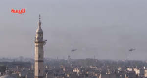 مروحيات روسية تقصف أحياء تلبيسة بريف حمص الشمالي