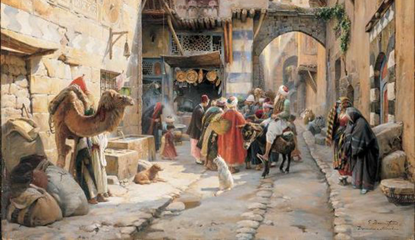 Gustav Bauernfeind, A Street Scene, Damascus