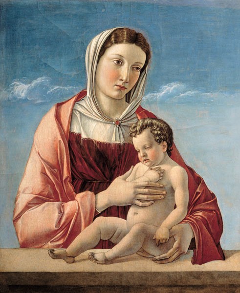 هناك العديد من اللوحات التي تُظهِرُ النظرة التائهة في عيون الأم (العذراء) وهي تحمل مولودها الجديد، ومن بينها هذه اللوحة للرسام الإيطالي جيوفاني بلليني، والتي رُسمت أوائل القرن السادس عشر